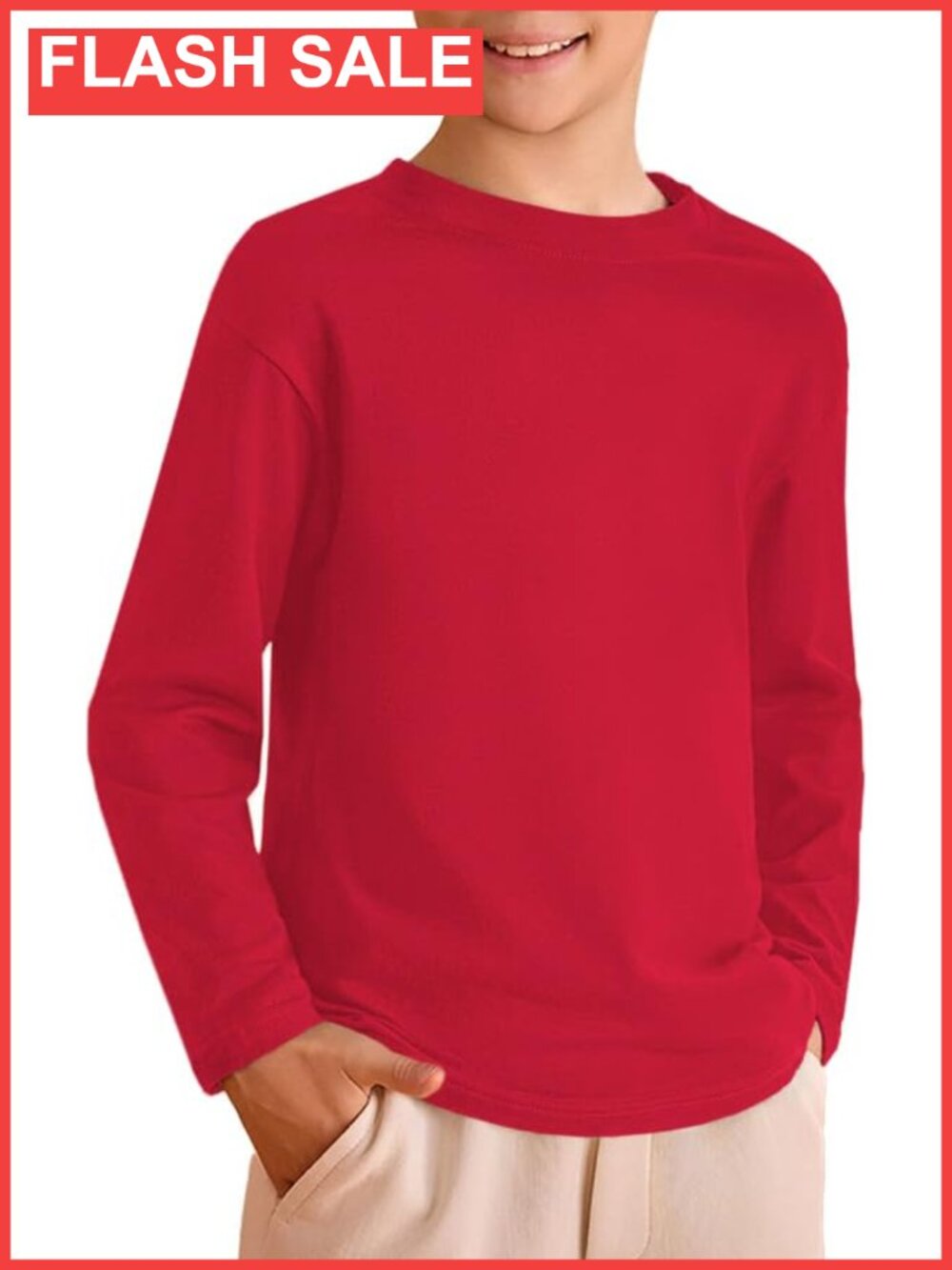 Boys Long Sleeve Crewneck Tee Soft Basic T-Shirt